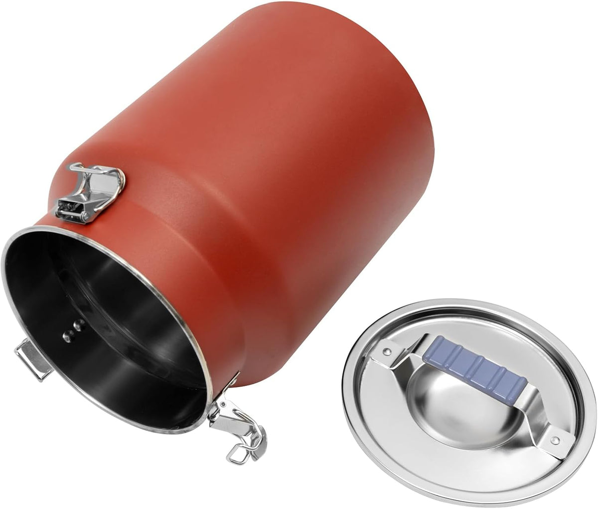 Sealed Rice Storage Container, 12L/3gal Stainless Steel Kitchen Food Storage Bin with Lids Locking Clamp, Airtight Canisters Container for Flour Rice Cereal Grain Coffee Bean (Red)
