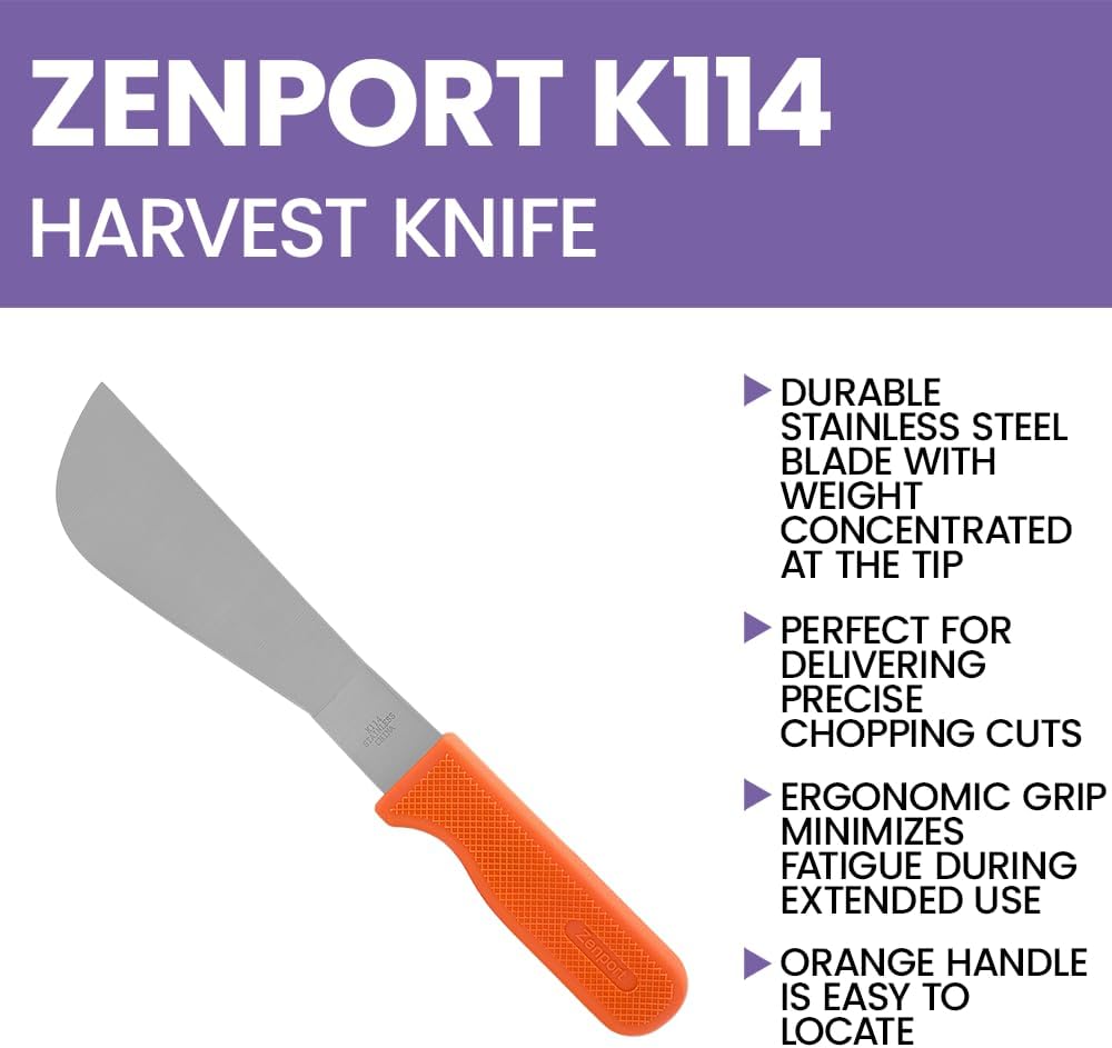 Zenport Crop Harvest Knife, Lettuce Trimmer, 7.25-Inch Blade