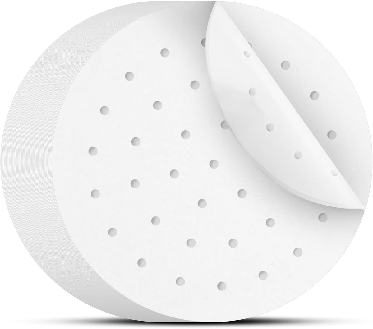 185PCS Bamboo Steamer Liner, 10 Inch White Air Fryer Liners, Non-stick Perforated Steamer Paper for Skillets, Microwave Ovens, Ovens, Steamers