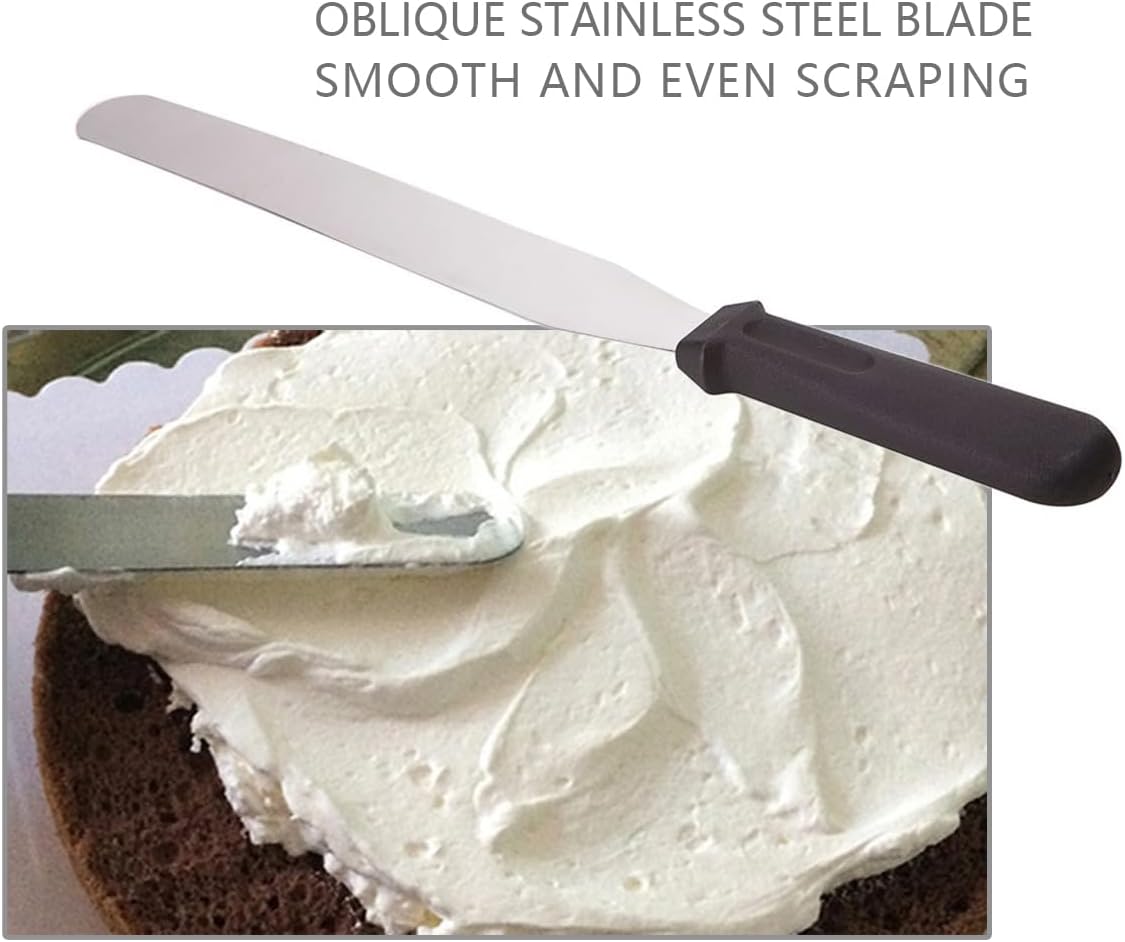 Offset Spatula,Black Stainless Steel Offset Spatula (2 Pack,6in+8in Curved)