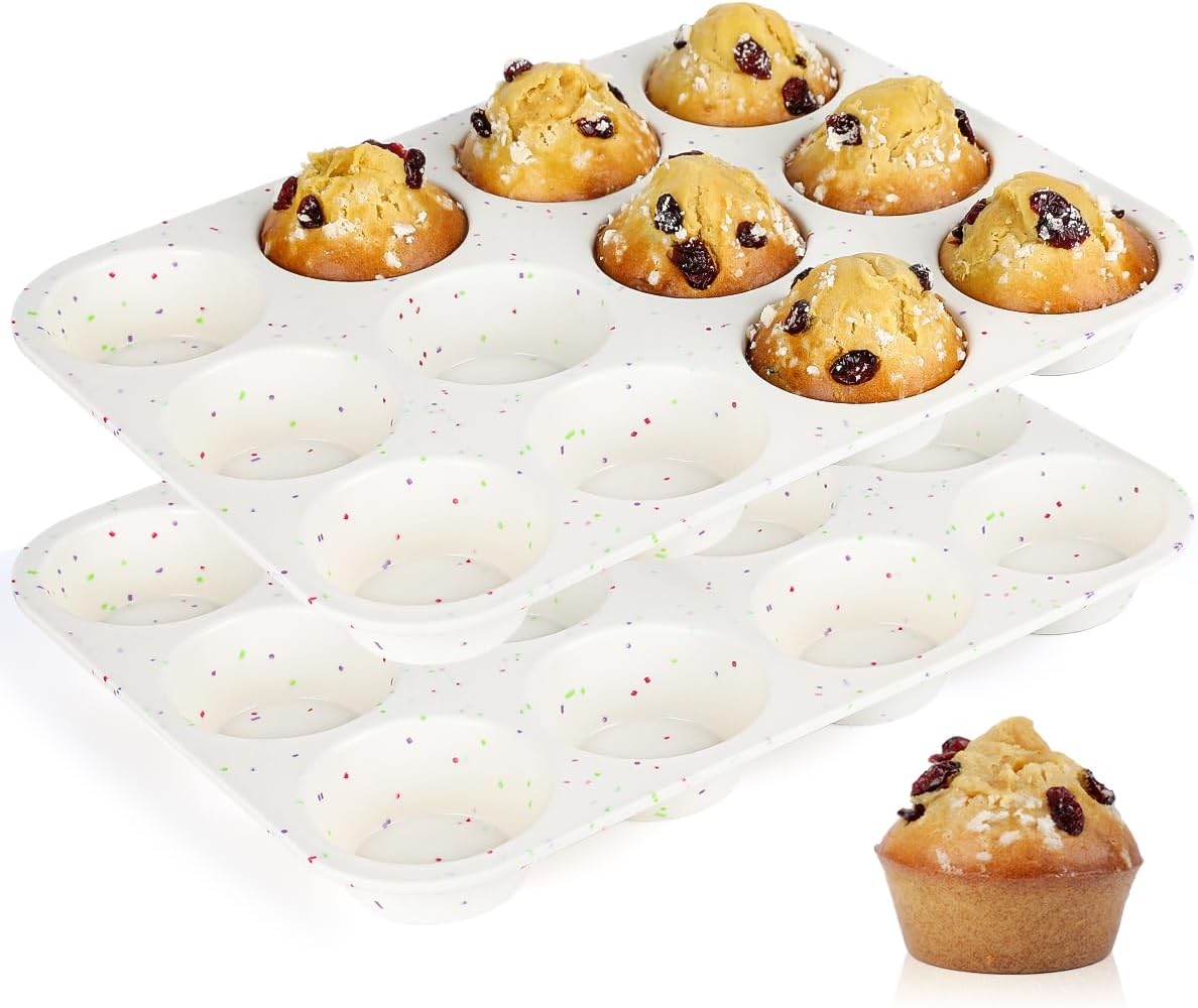 CAKETIME Silicone Mini Muffin Pan, 24 Cups Nonstick Mini Cupcake Pan for Baking Muffin, Cupcake, Egg Bites, Fat Bomb, 1 Pack Confetti