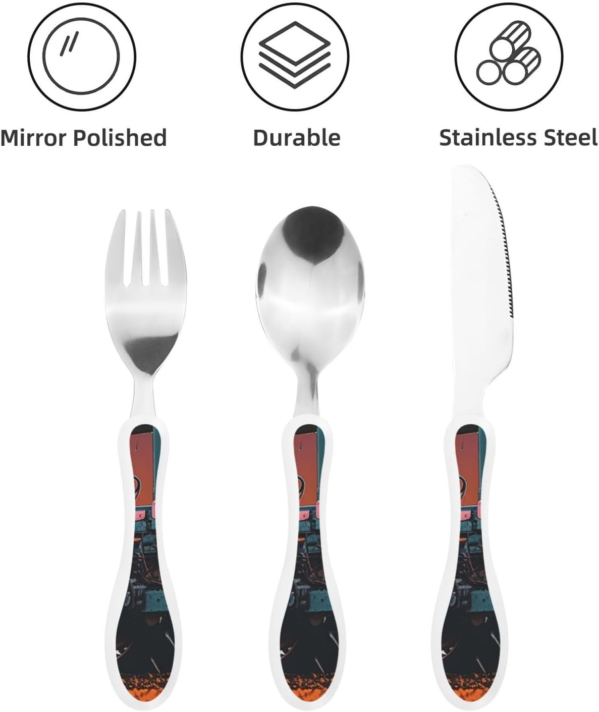 3-Piece Kids Silverware Set With Storage Case, Stainless Steel Reusable Children Safe Knife Spoon Fork Set Butterfly On Beautiful Flower Children Flatware Set For Kids Lunch Box