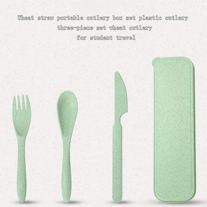 Lnrkai Travel Utensils Set with Case, 4 Sets Wheat Straw Reusable Spoon Knife Forks Tableware, Portable Cutlery Set for Lunch Box Accessories for Adults Travel Picnic Camping or Daily Use