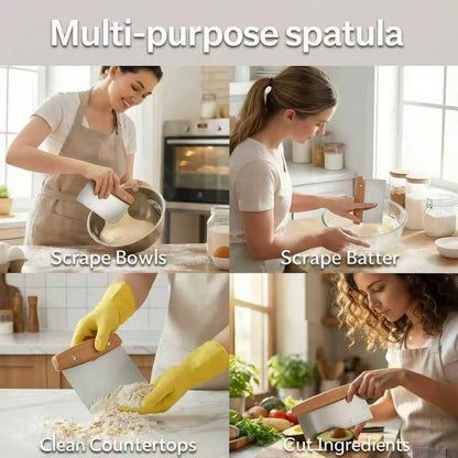 Dough Cutter, Kitchen Scraper, Food Scraper, Multipurpose Pastry Pizza Baking Cooking Cutting Board, Bench Scraper Kitchen Tool, Stainless Steel Metal Griddle Scraper Chopper Tool