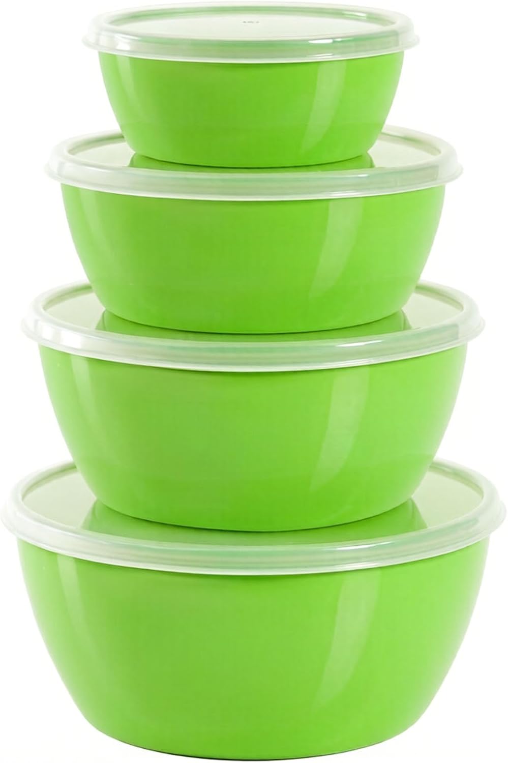 4-Piece Classic Plastic Prep Bowls with Lids, Nesting Plastic Small Mixing Bowl Set for Mixing, Baking, Prepping, Cooking and Serving Food, Microwave and Dishwasher Safe (Yellow)