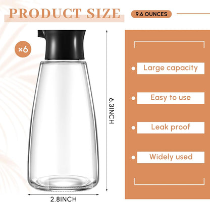Glass Soy Sauce Dispenser Bottles, 9.6 oz Oil Cruet, Black