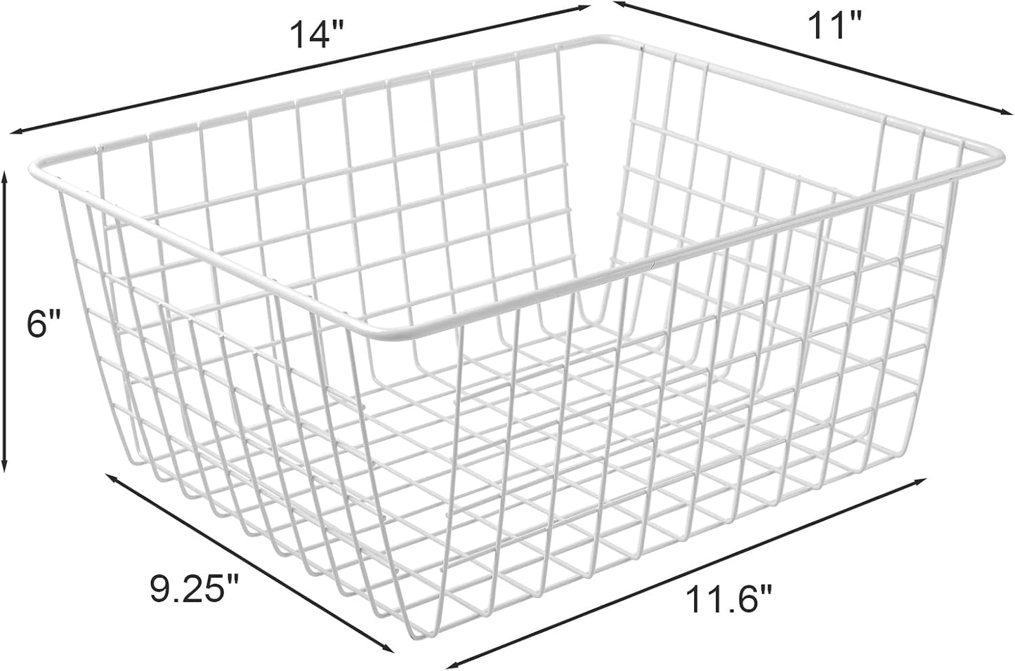 11" Upright Freezer Storage Baskets, Black Wire Storage Bins Small Bakset for Freezer, Pantry, Bathroom Organizing, Set of 2