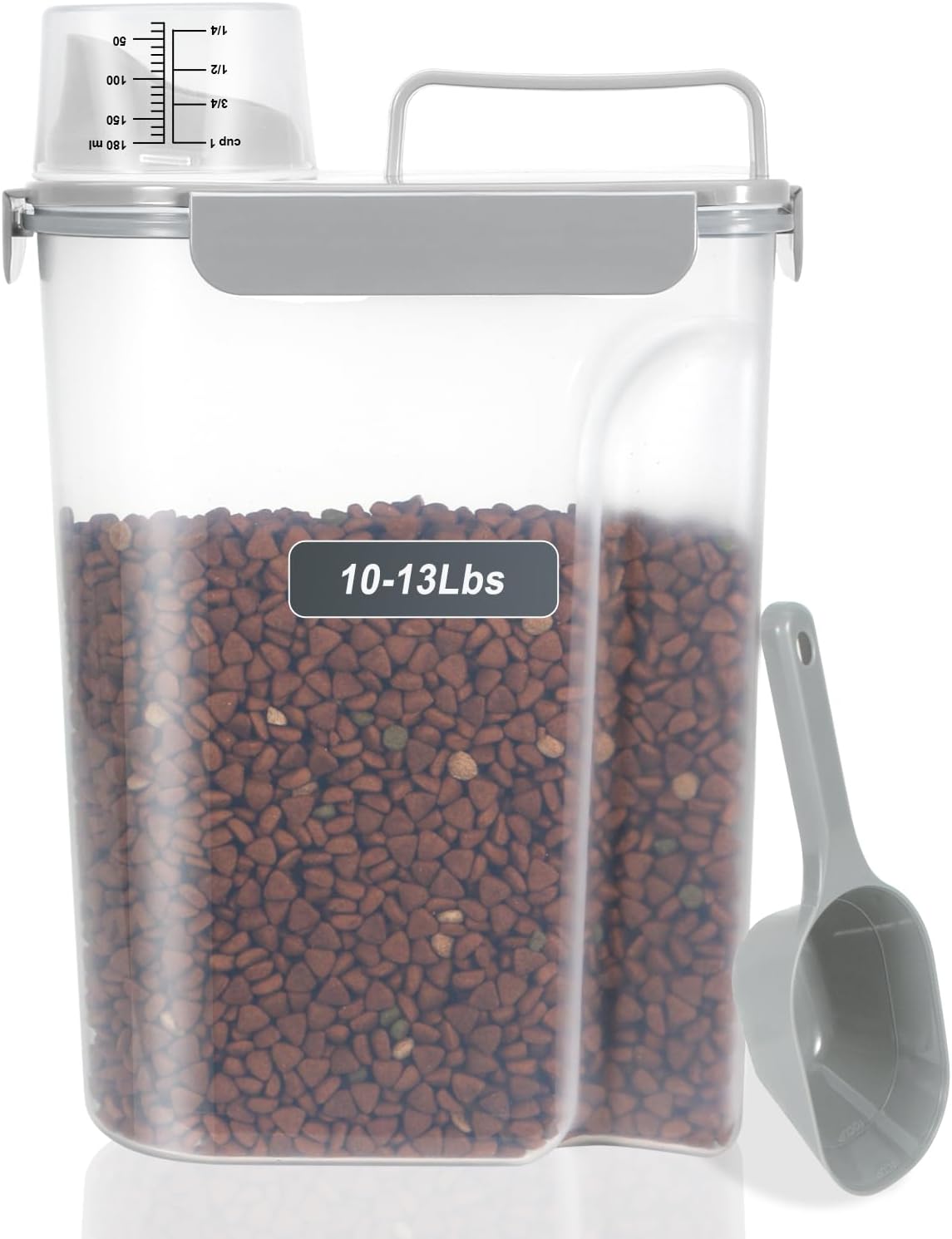 LEAWALK 5Lbs Airtight Cat Dog Food Storage Container with Upgraded Large Nozzle BPA-Free, Pet Food Storage Containers for Rice, Grain, Pet Food, Flour, Dog Treat Storage (Dark Gray, 5L-1pack)