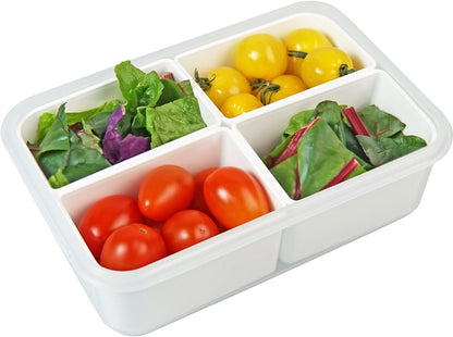 carrotez Food Storage Containers with 3 Removable Compartments, Food Prep Container with Airtight Lids, Portion Control Container, Microwave Safe, Reusable, 4.64 Cup (1100ml)