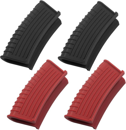 4 PCS Silicone Pot Handle Holders, Hot Skillet Handle Covers for Cast Iron Pans - Heat Resistant Non-Slip Grip Sleeves for Frying Pans, Griddles(Red)