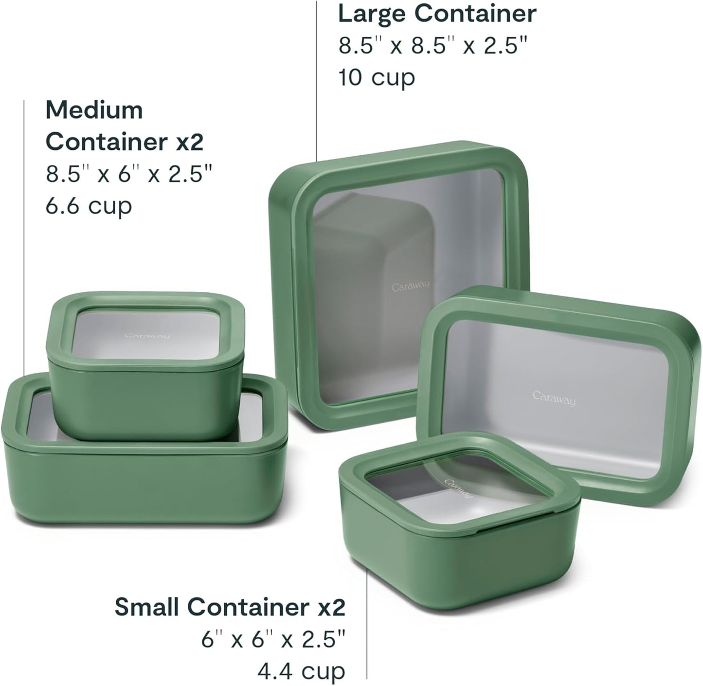 Caraway 13pc Glass Food Storage Container Set - Easy to Store, Non Toxic Lunch Box - with Glass Lids - Includes Storage Organizer - Mist