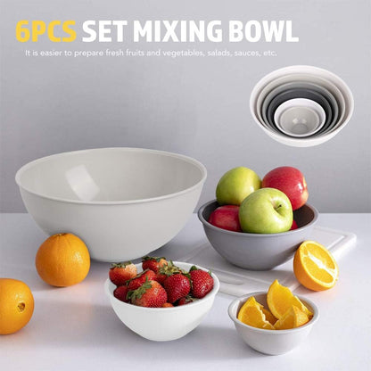 BoxedHome BPA Free Plastic Round Mixing Bowl with Lids, 12 Pack Nesting Bowls with Lids Set, Microwave and Dishwasher Safe Prep & Serving Bowls Great for Mixing, Baking, Serving (pinkish green, 12pcs)