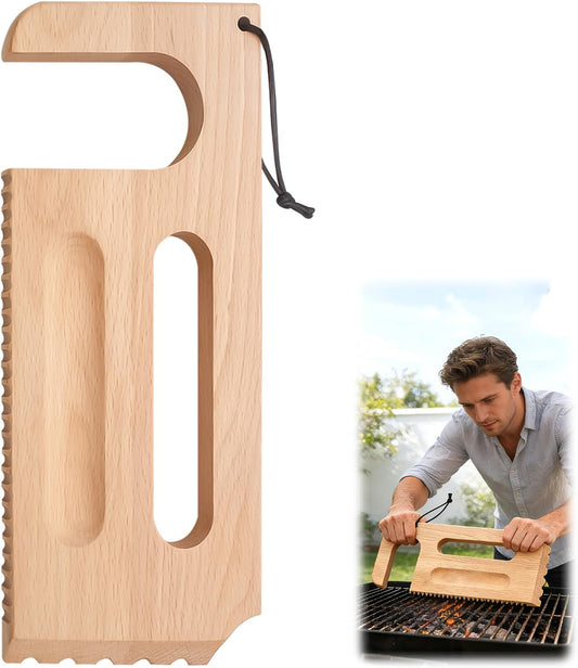 Wooden Grill Scraper, Brush Natural Hardwood BBQ Cleaner, Grill Grate Cleaner for Traeger Grills - Safe Bristle-Free Grill Cleaning Tool with Pro Series, Ironwood, and Timberline Grills