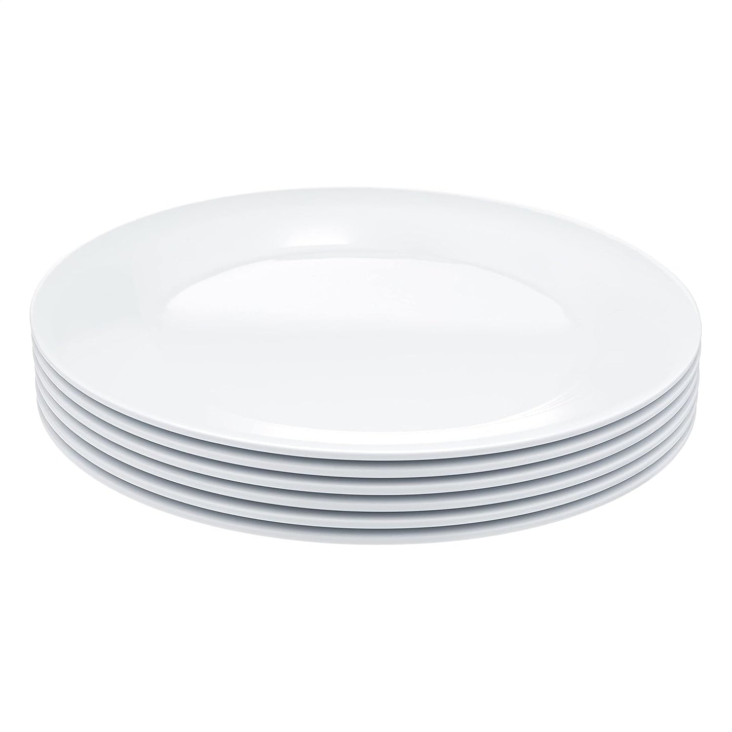 Amazon Basics Melamine Oval Platter Serving Tray, Dishwasher Safe, Narrow Rim, 13 in x 9.75 in, White, 6-Piece Set