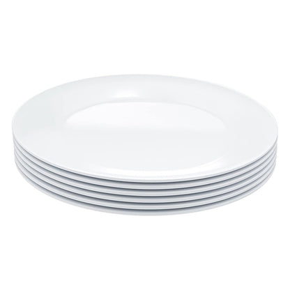 Amazon Basics Melamine Oval Platter Serving Tray, Dishwasher Safe, Narrow Rim, 13 in x 9.75 in, White, 6-Piece Set
