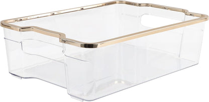SIMPLEMADE Clear Refrigerator Organizer Bins - Clear Bins for Fridge, Containers for Fridge and Freezer, Multipurpose Storage for Kitchen, Office, Bathroom, Pack of 3 (Design 2)