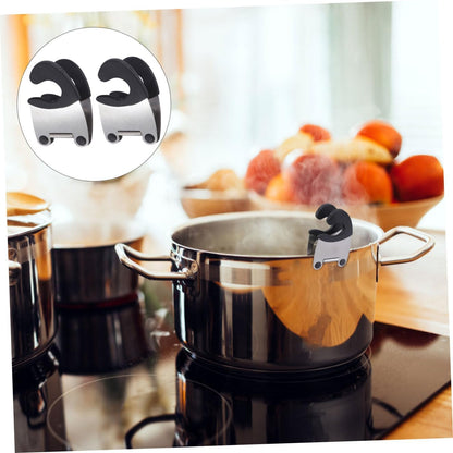 2pcs Stainless Steel Pot Clip Spoon Holder, Heat Resistant Kitchen Gadget