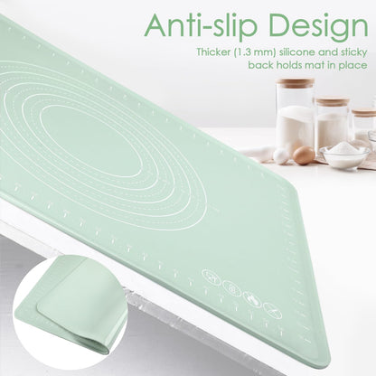 Extra Large Silicone Baking Mat for Countertops, Extra Thick 28" x 20" Non-Slip Pastry Mat with Raised Edges and Measurements, Food-Grade Dough Rolling Sheet for Kneading, Pizza, Bread,Fondant