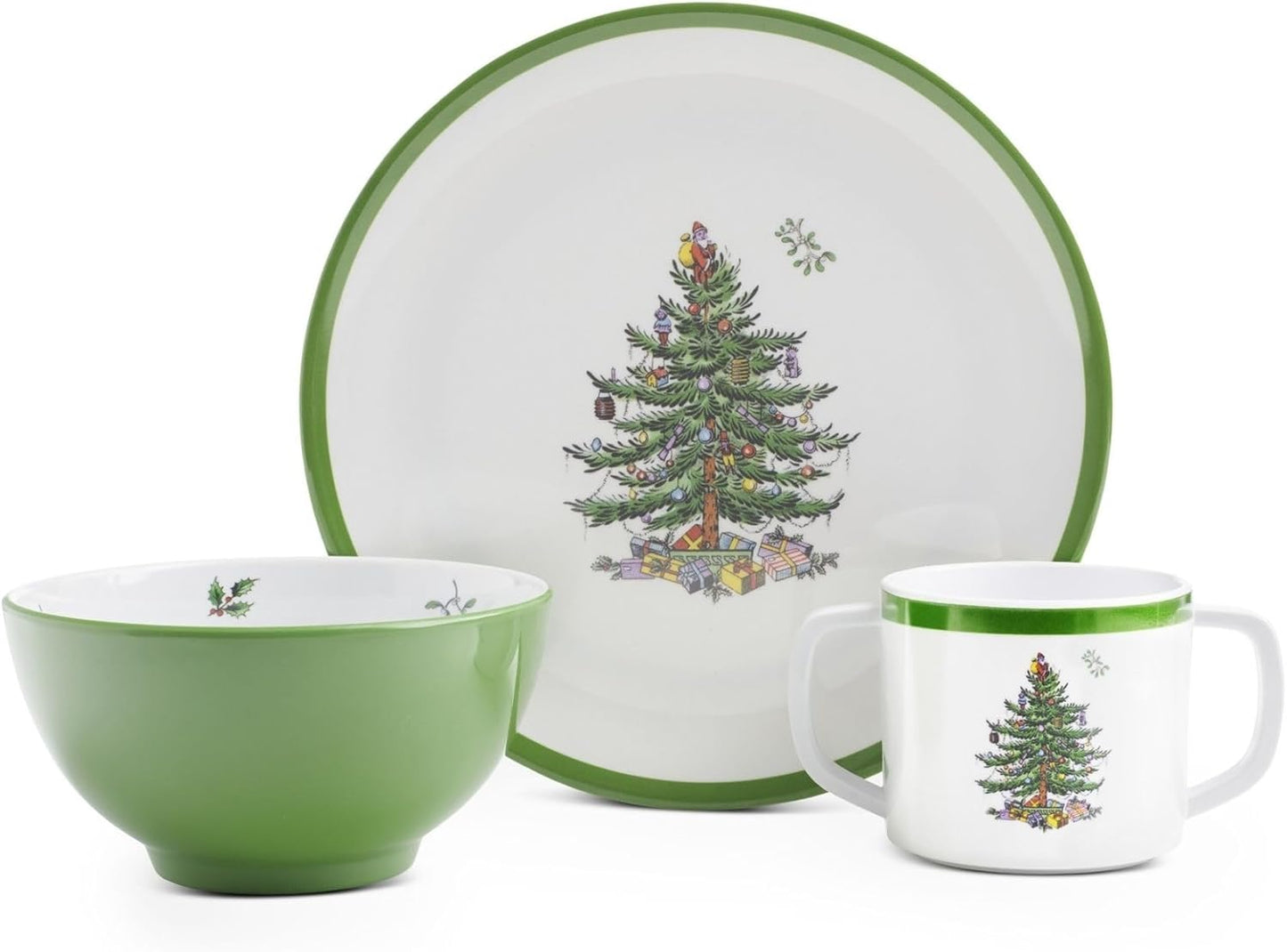 Spode Christmas Tree Melamine Chip and Dip | 14 Inch Serving Platter for Cheese, Appetizers, Chips, Salsa and more, Made of Melamine perfect for Hosting Indoors and Outdoors | Dishwasher safe