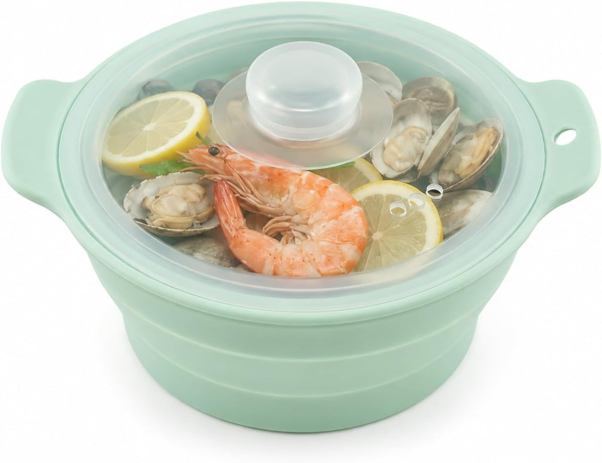 Collapsible Silicone Microwave Steamer with Removable Rack