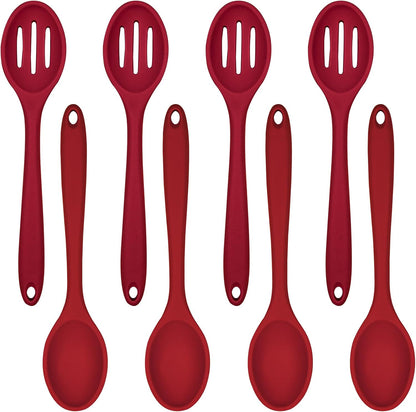 ELANE 8 Pcs Silicone Cooking Utensils Set,Silicone Serving Spoons Cooking Spoons for Nonstick Cookware for Kitchen Salads