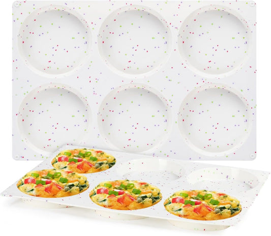 CAKETIME Muffin Top Pan, Silicone Egg Molds for Breakfast Sandwiches 3 Inch Round Baking Pan for Oven English Muffins, Whoopie Pies, Corn Bread, Egg bites, Tarts 3 Pack Confetti