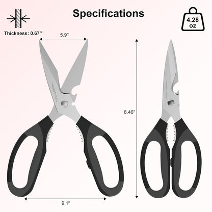 8" Sharp Heavy Duty Kitchen Scissors, Stainless Steel Food Scissors, Multi Purpose Dishwasher Safe Kitchen Shears for Food, Ideal Gift for Father's Day
