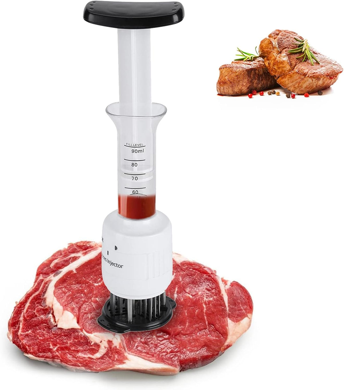 Dioche Meat Marinade Needle Injector, 30 and Tenderizer Injector, Steaks Flavor Syringe Cook Kitchen Tool, for BBQ, Turkey, Fish, Brisket, Pork and Chicken