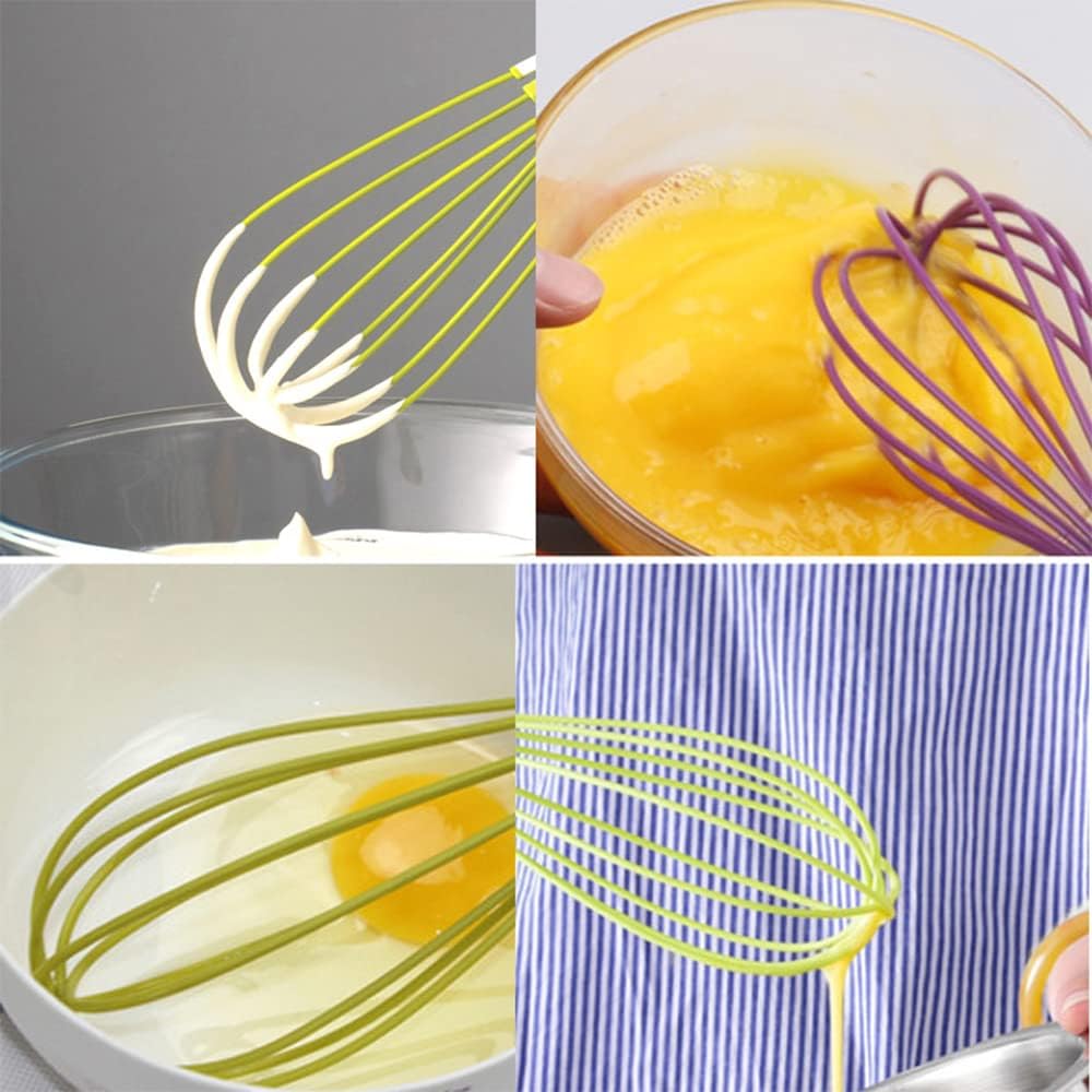 Kitchen Twist Whisk, 29CM Plastic Flat Balloon Whisk Thick Wire Egg Frother Beater Non Stick Cookware For Cooking Blending Whisking Stirring, Purple