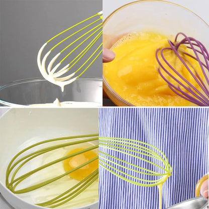 Kitchen Twist Whisk, 29CM Plastic Flat Balloon Whisk Thick Wire Egg Frother Beater Non Stick Cookware For Cooking Blending Whisking Stirring, Purple