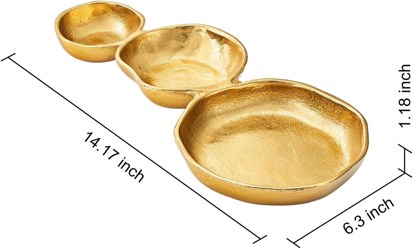 Cluster of 10 Round Serving Bowls Gold Clusters Decorative Elegant Snack Tray for Olives, Chip & Dip, Nuts, Appetizers & Entertaining Strong Brass & Enamel Home Decor Gifts, Parties & Weddings 20.5"