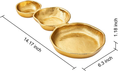 Cluster of 10 Round Serving Bowls Gold Clusters Decorative Elegant Snack Tray for Olives, Chip & Dip, Nuts, Appetizers & Entertaining Strong Brass & Enamel Home Decor Gifts, Parties & Weddings 20.5"