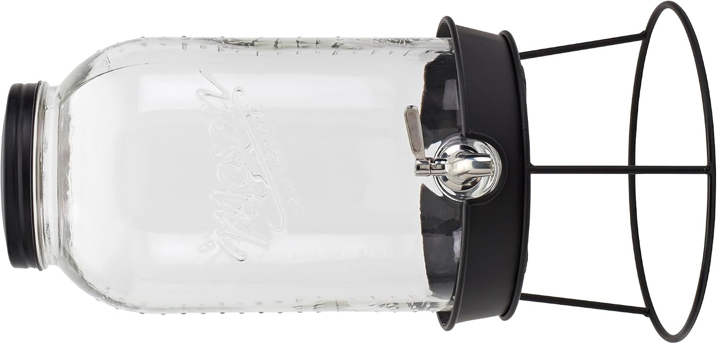 Mason Craft & More 3 Gallon Glass Beverage Drink Dispenser with Leakproof Spigot and Metal Stand