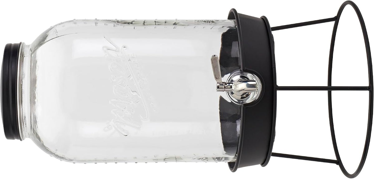 Mason Craft & More 3 Gallon Glass Beverage Drink Dispenser with Leakproof Spigot and Metal Stand