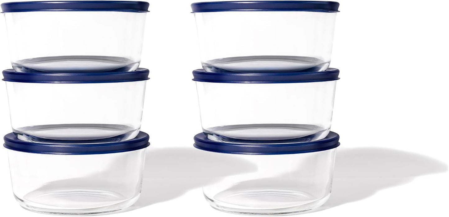 6-Piece Glass Food Storage Containers Set (3 Containers + 3 BPA-Free Lids) | 2-Cup, Leakproof | Microwave, Freezer, Oven & Dishwasher Safe | Ideal for Meal Prep & Pantry Organization, Pistachio