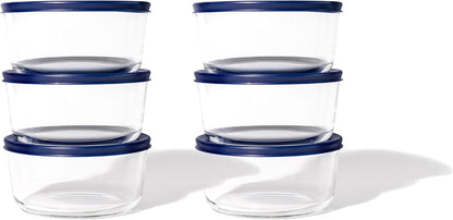6-Piece Glass Food Storage Containers Set (3 Containers + 3 BPA-Free Lids) | 2-Cup, Leakproof | Microwave, Freezer, Oven & Dishwasher Safe | Ideal for Meal Prep & Pantry Organization, Pistachio