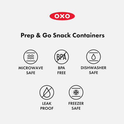 OXO Good Grips Prep & Go Snack & Dip Container, Snack Fuss-Free on the Move, Leakproof Reusable Small Meal Food Storage and Lid, Food Containers with Lids, Snack Organizer, 1.6 Cups/0.4 L