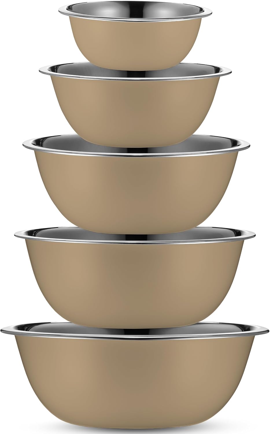 WHYSKO Meal Prep Stainless Steel Mixing Bowl (5-Piece Set) Home, Refrigerator, and Kitchen Food Storage Organizers | Ecofriendly, Heavy Duty, No Lids