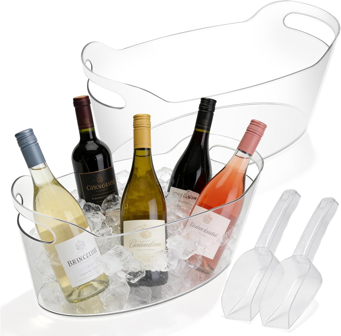 2 PCS Ice Bucket for Parties, 6.5L Large Ice Bucket, 1.7 Gallon Champagne Bucket with 2 Scoops, Beverage Tub Mimosa Bar Supplies for Champagne, Beer, Cocktail