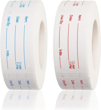 2 Rolls 1000 Pieces Removable Food Labels, 1 x 2 Inch Date Stickers for Freezer, Refrigerator Food Containers – Easy to Write On, Perfect for Food Labeling and Storage Organization (1000)