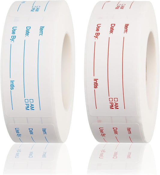 2 Rolls 1000 Pieces Removable Food Labels, 1 x 2 Inch Date Stickers for Freezer, Refrigerator Food Containers – Easy to Write On, Perfect for Food Labeling and Storage Organization (1000)