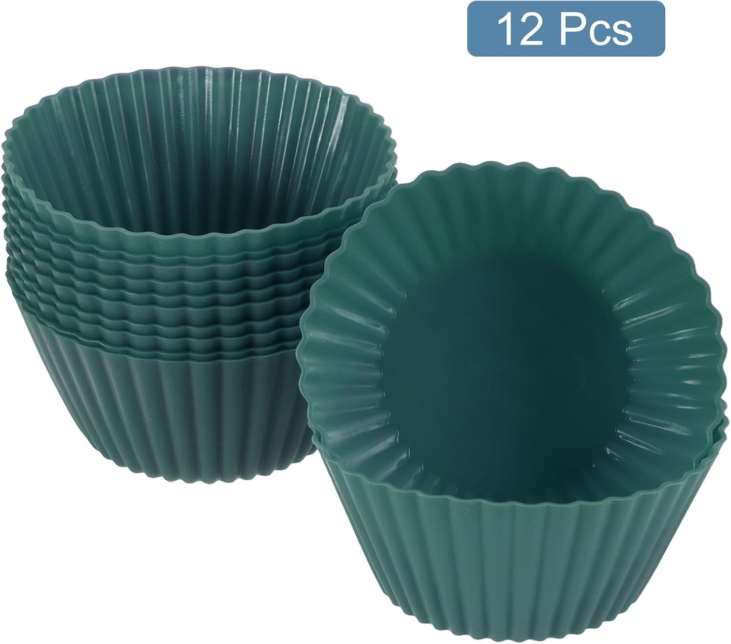 uxcell 18Pcs Silicone Cupcake Liners, Non-Stick Baking Cups, for Cooking Eggs, Baking Muffins and Make a Cake(Pink)