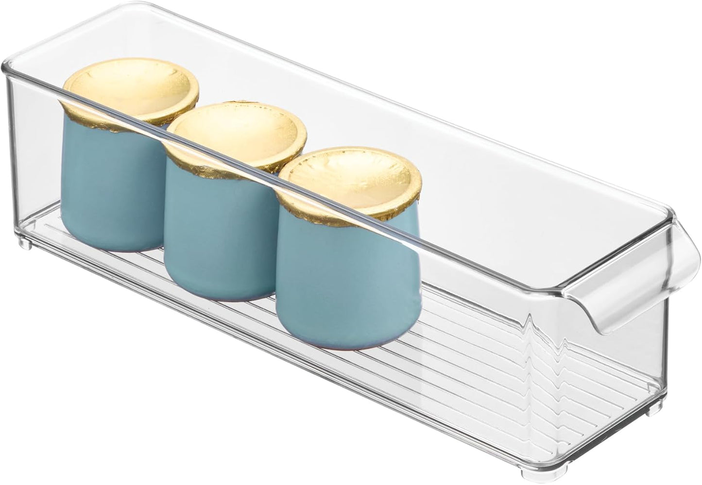 iDesign Stackable Fridge or Freezer Storage Bin with Front Handle, Set of 6, Clear, Made in the USA