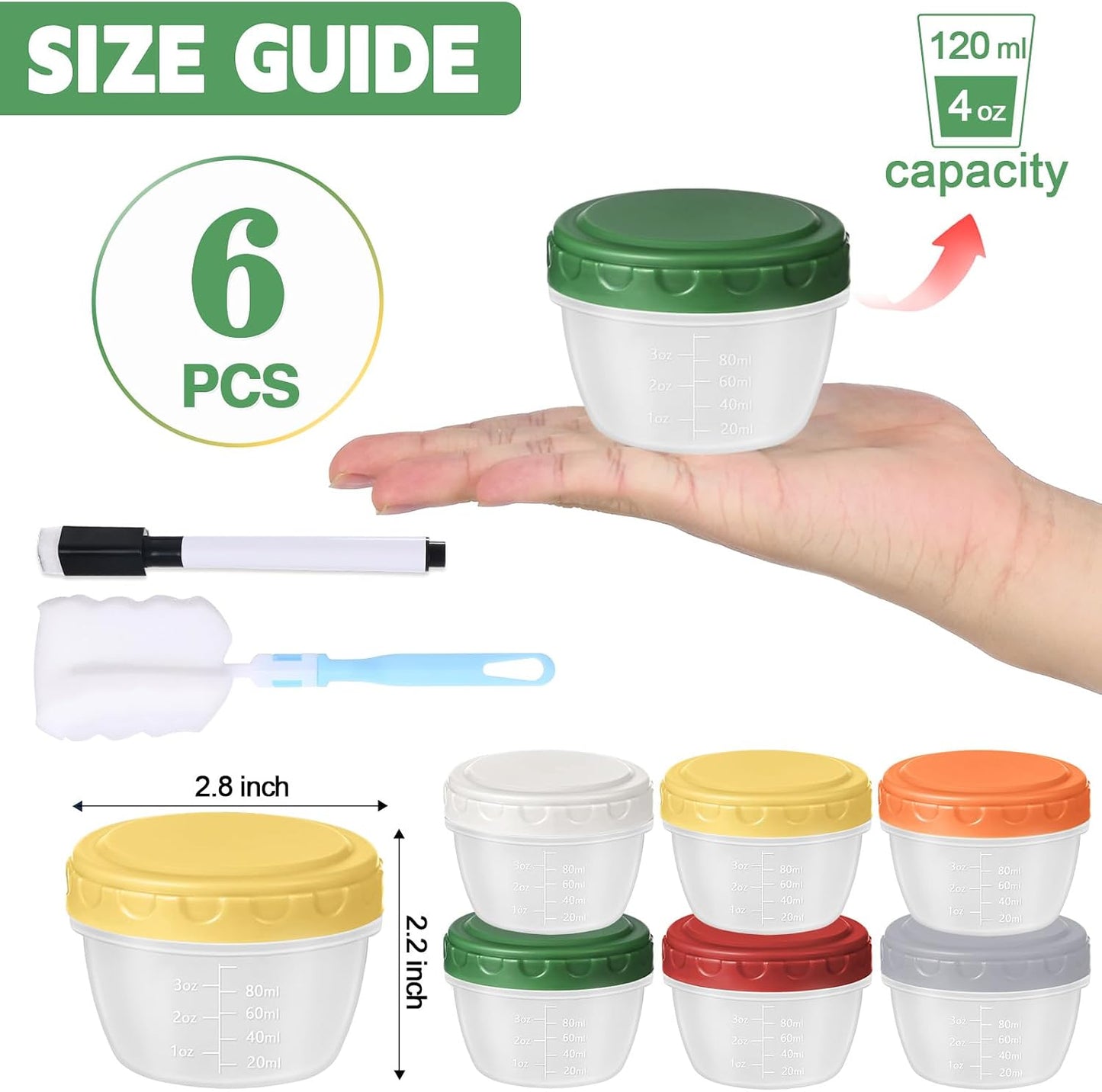 6pcs 10 oz Small Plastic Containers with Lids, Salad Dressing Container Reusable Small Food Storage Containers for Meal Prep, Leakproof, Microwave Dishwasher Freezer Safe, BPA-Free