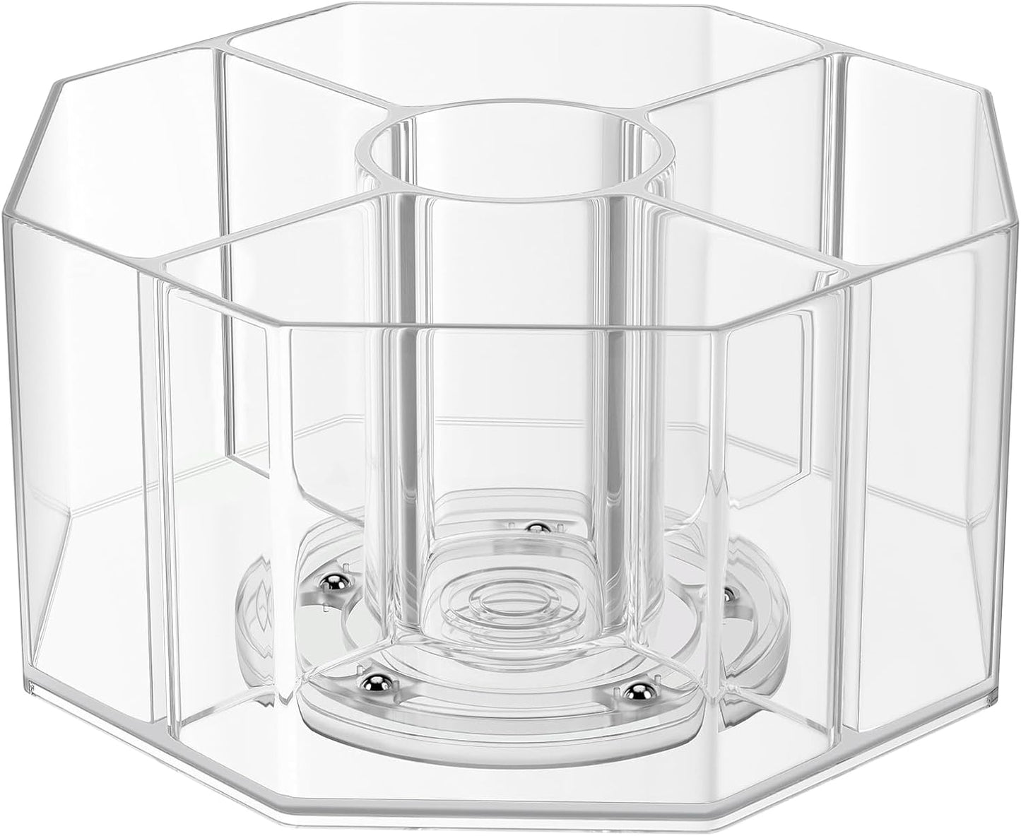 2 Pack Lazy Susan Organizer, 9 inch Rotating Storage Organizer with 4 Removable Bins, Lazy Susan Turntable Organizer for Fridge, Kitchen, Vanity, Cabinet