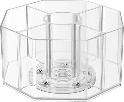 2 Pack Lazy Susan Organizer, 9 inch Rotating Storage Organizer with 4 Removable Bins, Lazy Susan Turntable Organizer for Fridge, Kitchen, Vanity, Cabinet
