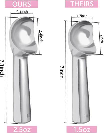 Pimoys Ice Cream Scoop, 7 Inch Aluminum, Nonstick, Bright Silver