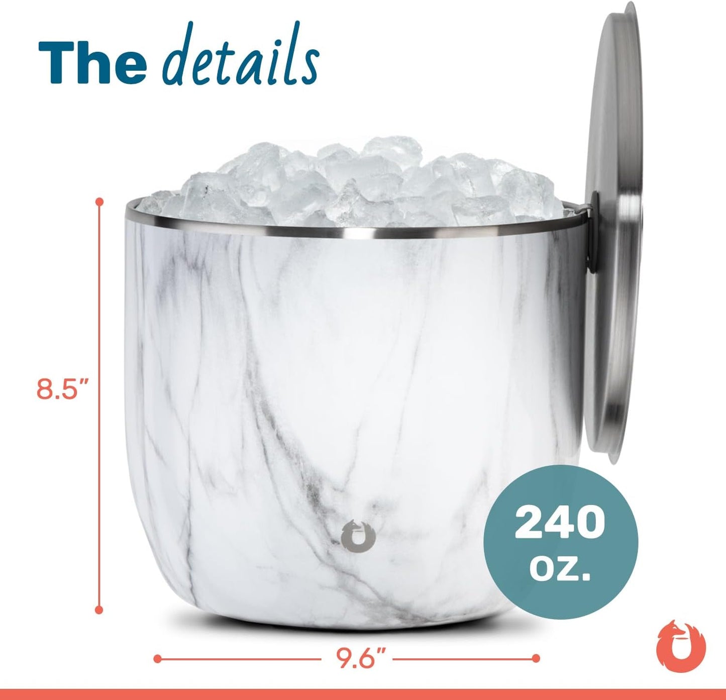 SNOWFOX Plus, Premium Vacuum Insulated Stainless Steel Ice Bucket with Lid/Scoop,Home Bar Accessories,Elegant Bartending Ice Bucket for Parties,Beautiful Outdoor Entertaining Supplies,3L,Natural Teak
