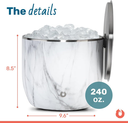 SNOWFOX Plus, Premium Vacuum Insulated Stainless Steel Ice Bucket with Lid/Scoop,Home Bar Accessories,Elegant Bartending Ice Bucket for Parties,Beautiful Outdoor Entertaining Supplies,3L,Natural Teak