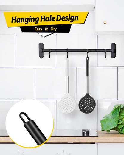 BUNDLEPRO Silicone Kitchen Ladle Strainer, 2 Pack, Black-Red